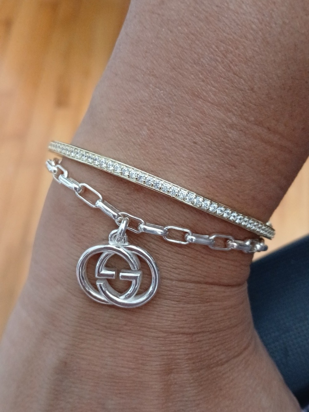 Gucci Silver Double G Charm Chain Authentic made in Italy